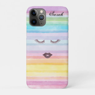 Capa Para iPhone 11 Pro Linda Legal Rainbow Faux Lashes 