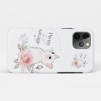 Capa Para iPhone 11 Pro Linda Mas Selvagem Caixa de Gatinho Kawaii Rose