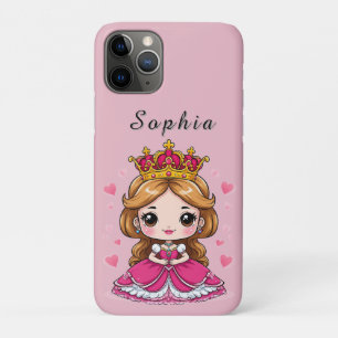 Capa Para iPhone 11 Pro Linda Princesa de Desenho Animado com Vestido Rosa