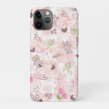 Lindo Coelho Kawaii Japonês e Xadrez Gingham Rosa