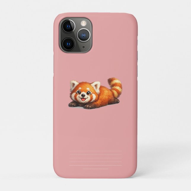 Capa Para iPhone 11 Pro Lindo Design de Panda Vermelho Kawaii Relaxando (Verso)