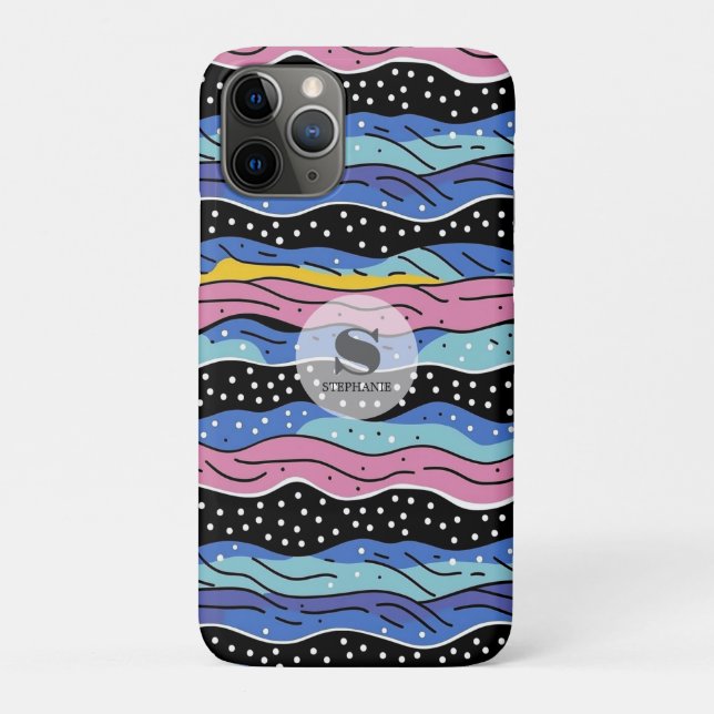 Capa Para iPhone 11 Pro Linhas de onda de Abstrato vibrantes com Bolinhas (Verso)