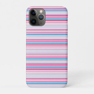 Capa Para iPhone 11 Pro Listras azuis rosa fofas