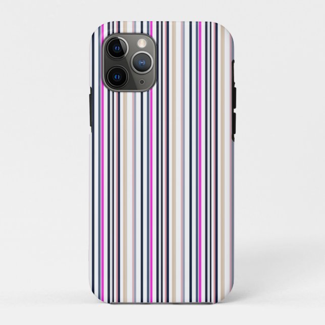 Capa Para iPhone 11 Pro Listras Azuis Rosas e de Areia (Verso)