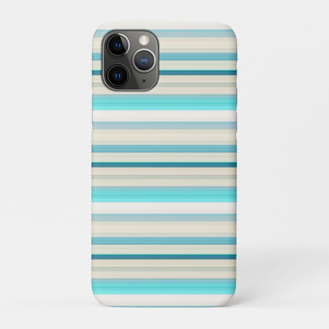Capa Para iPhone 11 Pro Listras brancas aqua fofas (Verso)