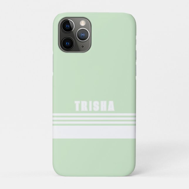 Capa Para iPhone 11 Pro Listras clássicas modernas preppy verde lima (Verso)