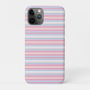 Capa Para iPhone 11 Pro Listras cor-de-rosa brancas fofas