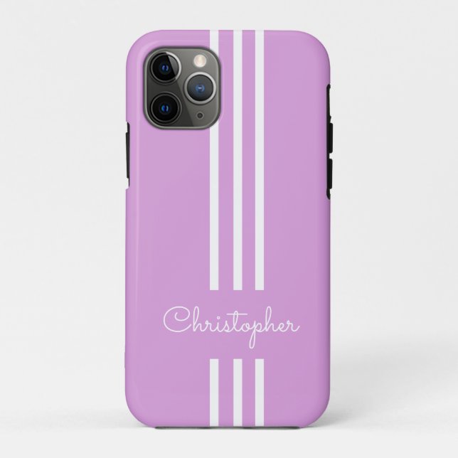 Capa Para iPhone 11 Pro Listras de corrida modernas e elegantes monogramad (Verso)