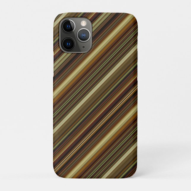 Capa Para iPhone 11 Pro Listras Marrom Verde e Dourado (Verso)