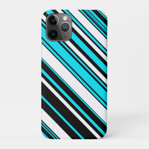 Capa Para iPhone 11 Pro Listras pretas brancas aqua fofas