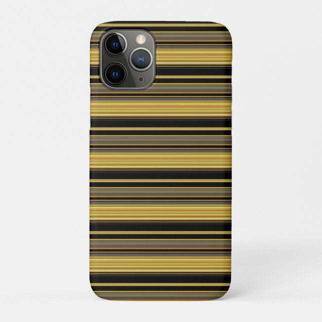 Capa Para iPhone 11 Pro Listras pretas douradas fofas (Verso)