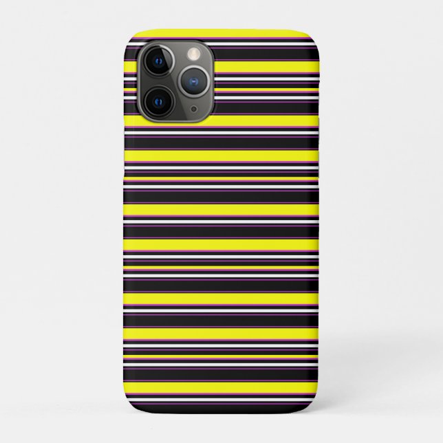 Capa Para iPhone 11 Pro Listras pretas e amarelas fofas (Verso)