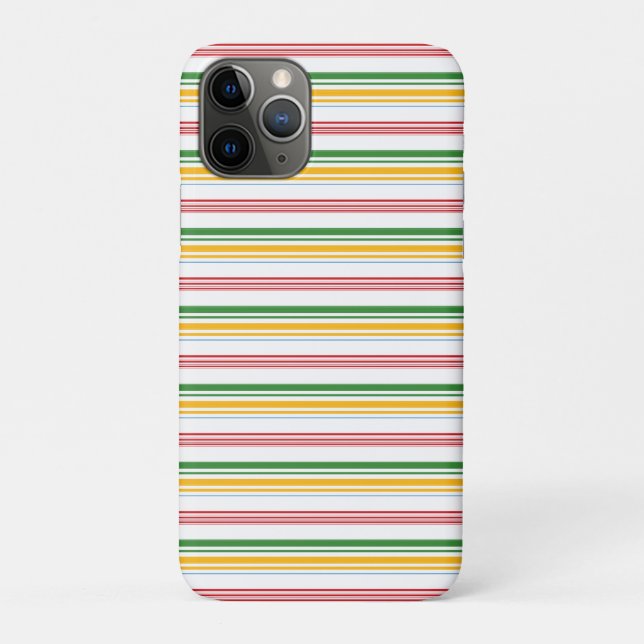 Capa Para iPhone 11 Pro Listras verdes amarelas fofas (Verso)