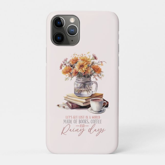 Capa Para iPhone 11 Pro Livros, Café e Dias de Chuva (Verso)