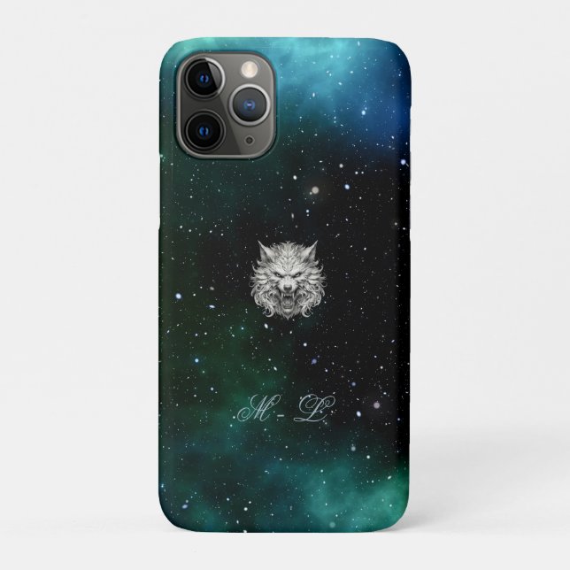 Capa Para iPhone 11 Pro Lobo do Céu Noturno Místico (Verso)