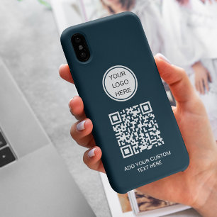 Capa Para iPhone 11 Pro Logotipo comercial personalizado Código QR Marinho