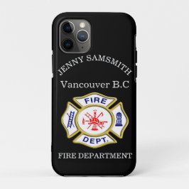 Capa Para iPhone 11 Pro Logotipo do Departamento de Bombeiros - Azul e Cra
