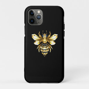 Capa Para iPhone 11 Pro Logotipo Faux Gold Foil Polygonal da Abelha em Pre
