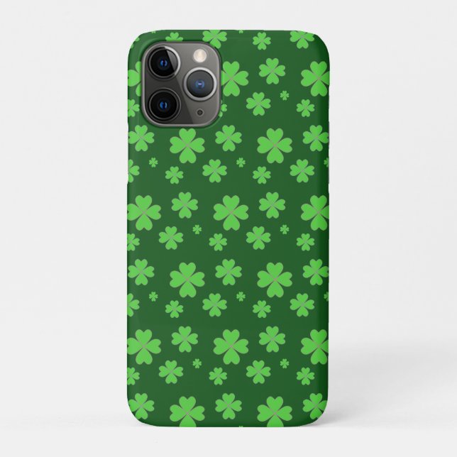 Capa Para iPhone 11 Pro Lucky Green Clovers (Verso)