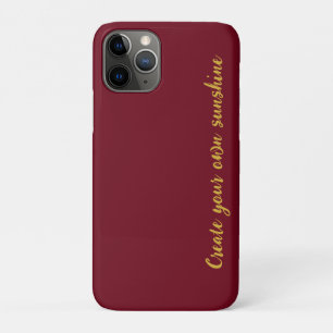 Capa Para iPhone 11 Pro Luxo Monograma Inicial Dourado Vermelho Borgonha