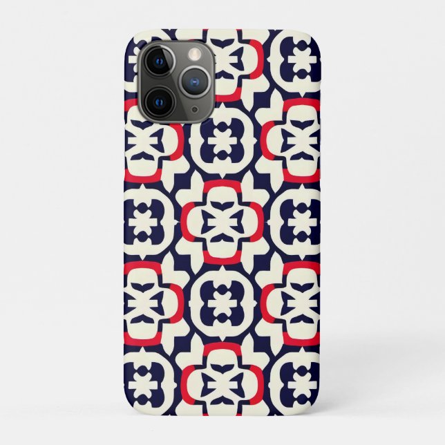 Capa Para iPhone 11 Pro Luxo Vermelho Branco e Azul (Verso)