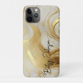Capa Para iPhone 11 Pro Luxury Ivory e Dourado Marbled