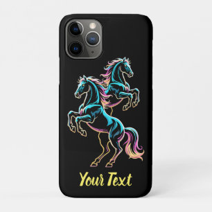 Capa Para iPhone 11 Pro Luz Neon de Cavalo Glitch Estilo Retro