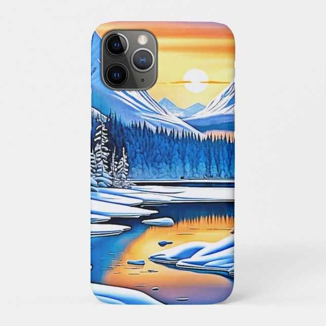 Capa Para iPhone 11 Pro Luz Sunset da Montanha de inverno (Verso)