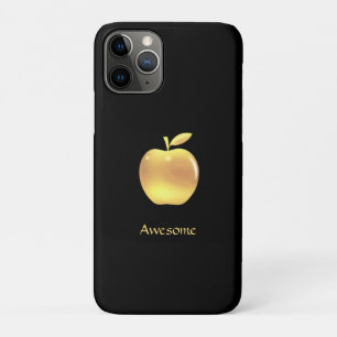 Capa Para iPhone 11 Pro Maçã e texto personalizados elegantes em preto