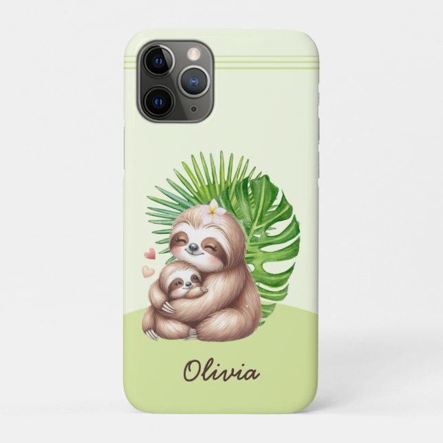 Capa Para iPhone 11 Pro Mãe e Bebê Lama Personalizável (Verso)