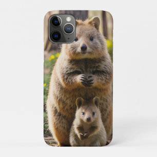 Capa Para iPhone 11 Pro Mãe e bebê Quokka,
