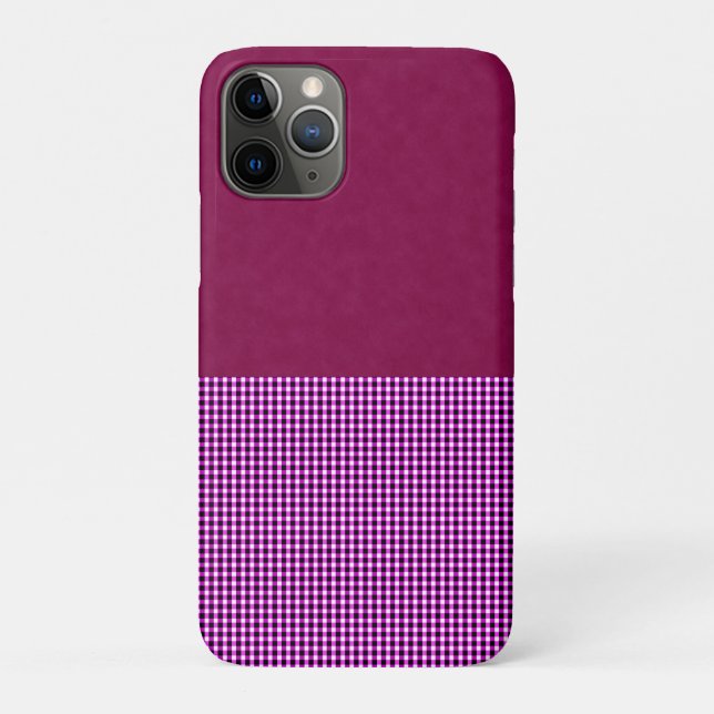 Capa Para iPhone 11 Pro Magenta Denim E Tartan, (Verso)