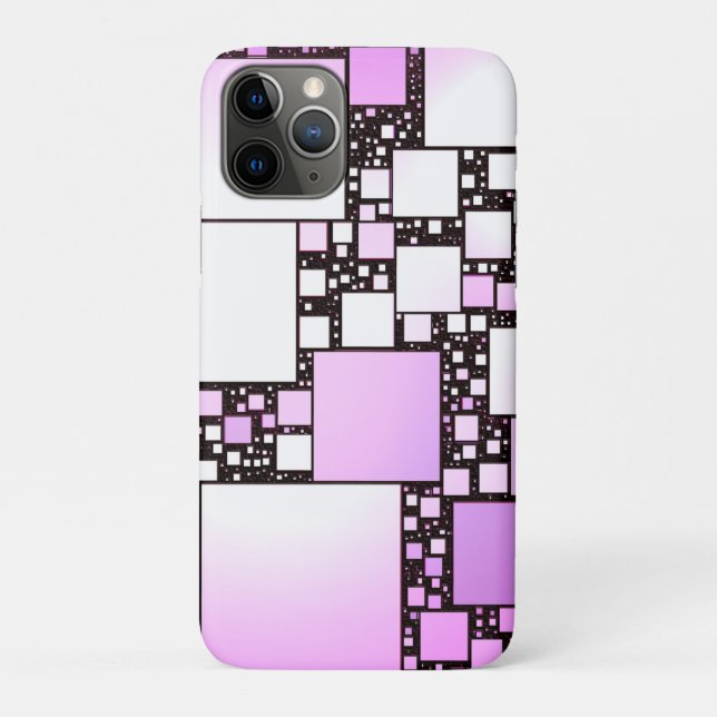 Capa Para iPhone 11 Pro Mala iPhone/iPad de dança quadrada rosa e branca (Verso)