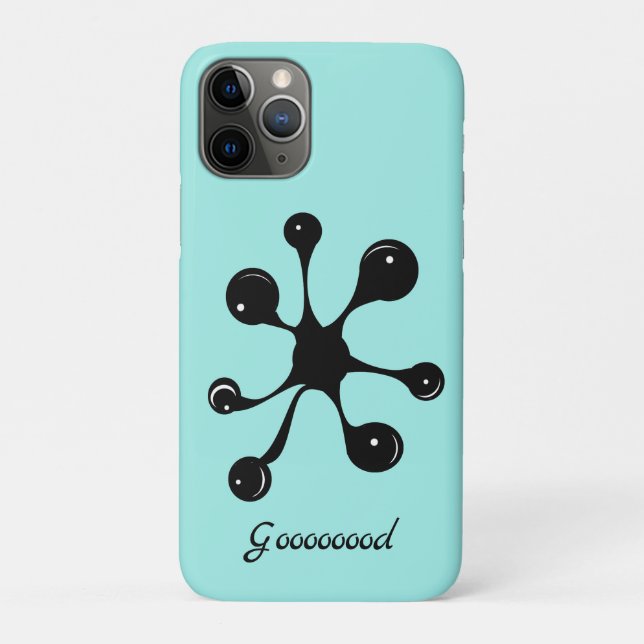 Capa Para iPhone 11 Pro Manchas modernas de gosma preta abstrata em azul c (Verso)