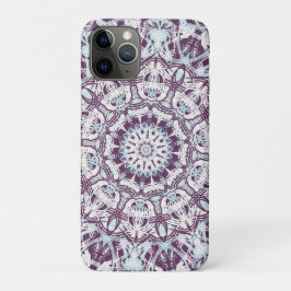 Capa Para iPhone 11 Pro Mandala Espiritual Caleidoscópio Azul Roxo Branco.