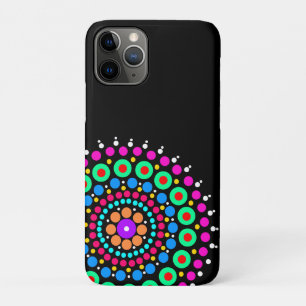 Capa Para iPhone 11 Pro Mandala preto colorido bg