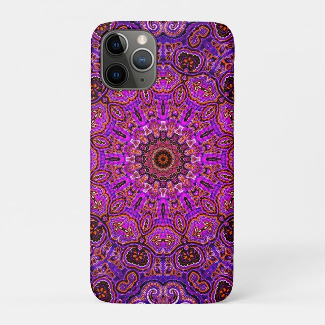 Capa Para iPhone 11 Pro Mandala Rosa Quente (Verso)