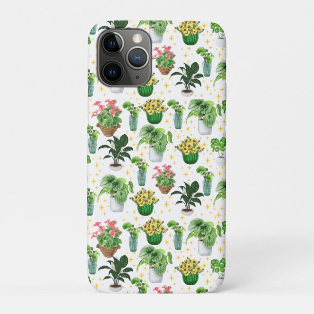 Capa Para iPhone 11 Pro Mantas de Plantas em Vasos Caprichosas (Verso)