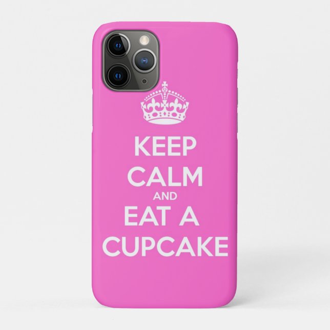Capa Para iPhone 11 Pro Mantenha a Calma e Coma um Cupcake (Verso)