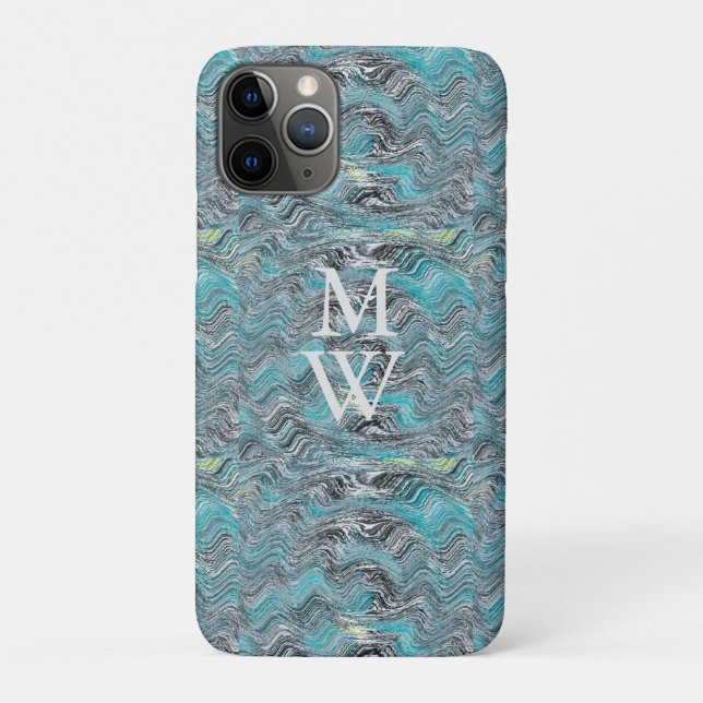 Capa Para iPhone 11 Pro Marble Waves (Verso)