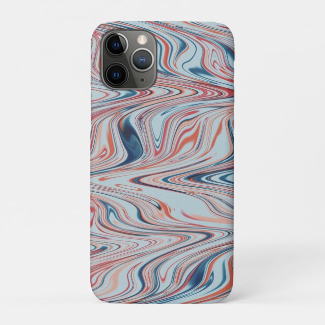 Capa Para iPhone 11 Pro Marcha digital em tons azuis e vermelhos (Verso)