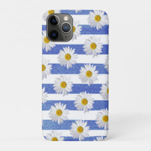 Capa Para iPhone 11 Pro margarida branca com striping azul