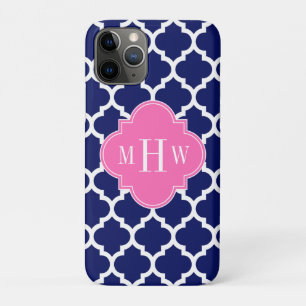 Capa Para iPhone 11 Pro Marinho Whroc #5 Quente Rosa2 3 Monograma Inicial