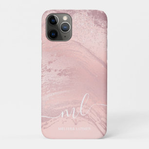 Capa Para iPhone 11 Pro Mármore de ouro, dourado, rosa-na moda, elegante