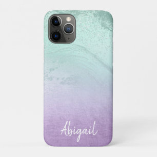 Capa Para iPhone 11 Pro Mármore roxo e relâmpago de menta moderno