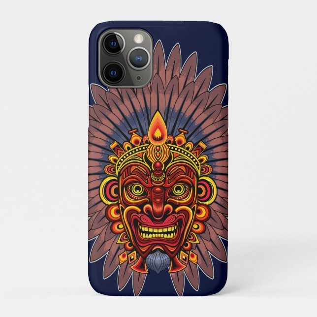 Capa Para iPhone 11 Pro Máscara Ritual do Rei Guerreiro Tribal (Verso)