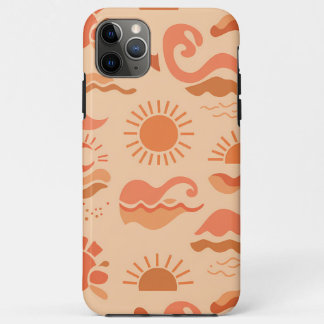 Capa Para iPhone 11 Pro Max Abstract Summer Sun and Waves Pattern