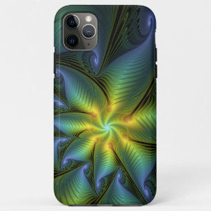 Capa Para iPhone 11 Pro Max Abstrato Star, Ouro Verde brilhante Arte Fractal