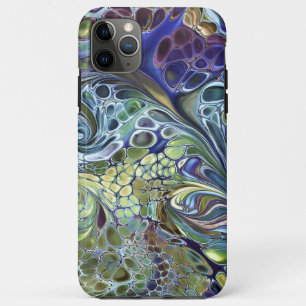 Capa Para iPhone 11 Pro Max Abstrato verde-oliva, azul-roxa