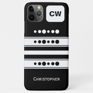 Capa Para iPhone 11 Pro Max Adicionar iniciais e nome em branco e preto
